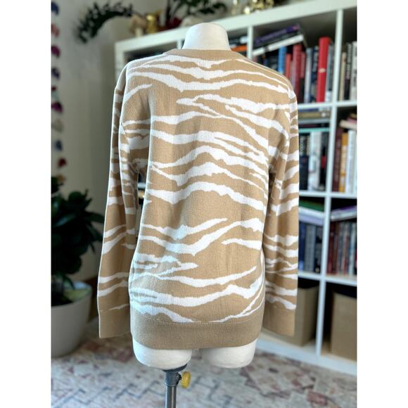 NWT DAILY RITUAL Tan Zebra Print Sweater Size M Casual Indie Hipster Preppy Fall - Picture 6 of 10